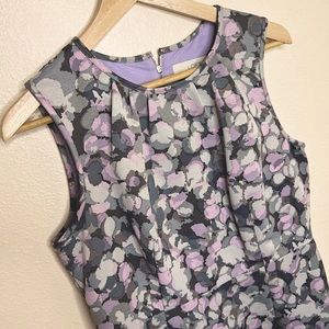 Loft Purple Grey Spotted Watercolored Sleeveless Dress